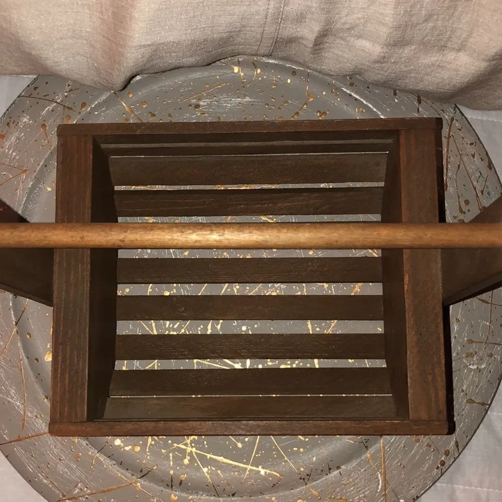 Vintage Brown Handmade Farmhouse Wooden Basket